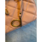 Quilted Satchel Top Handle Bag Gold Accents Blush Pink Purse