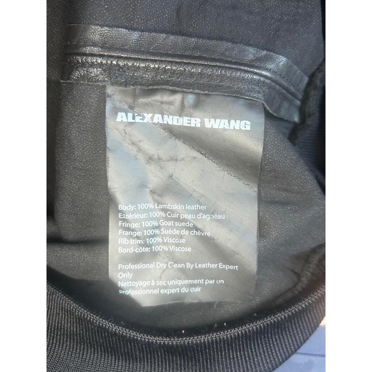 Alexander Wang Black Lambskin Leather Fringe Sweatshirt Suede Tassels size 6