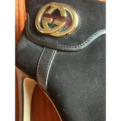 Gucci Ankle Boots Women's Size 6.5 Black Good Interlocking G Logo