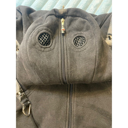 Living Dead Souls Black Zip Up Hoodie Skull Charm Studded Leather Straps