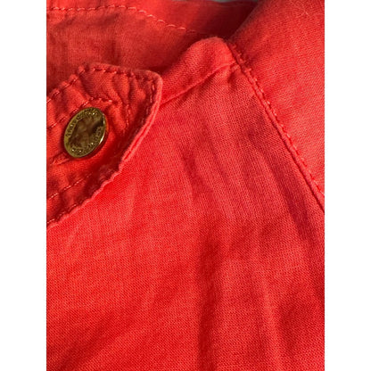 Tory Burch Orange Button Down Long Sleeve Shirt Blouse Top