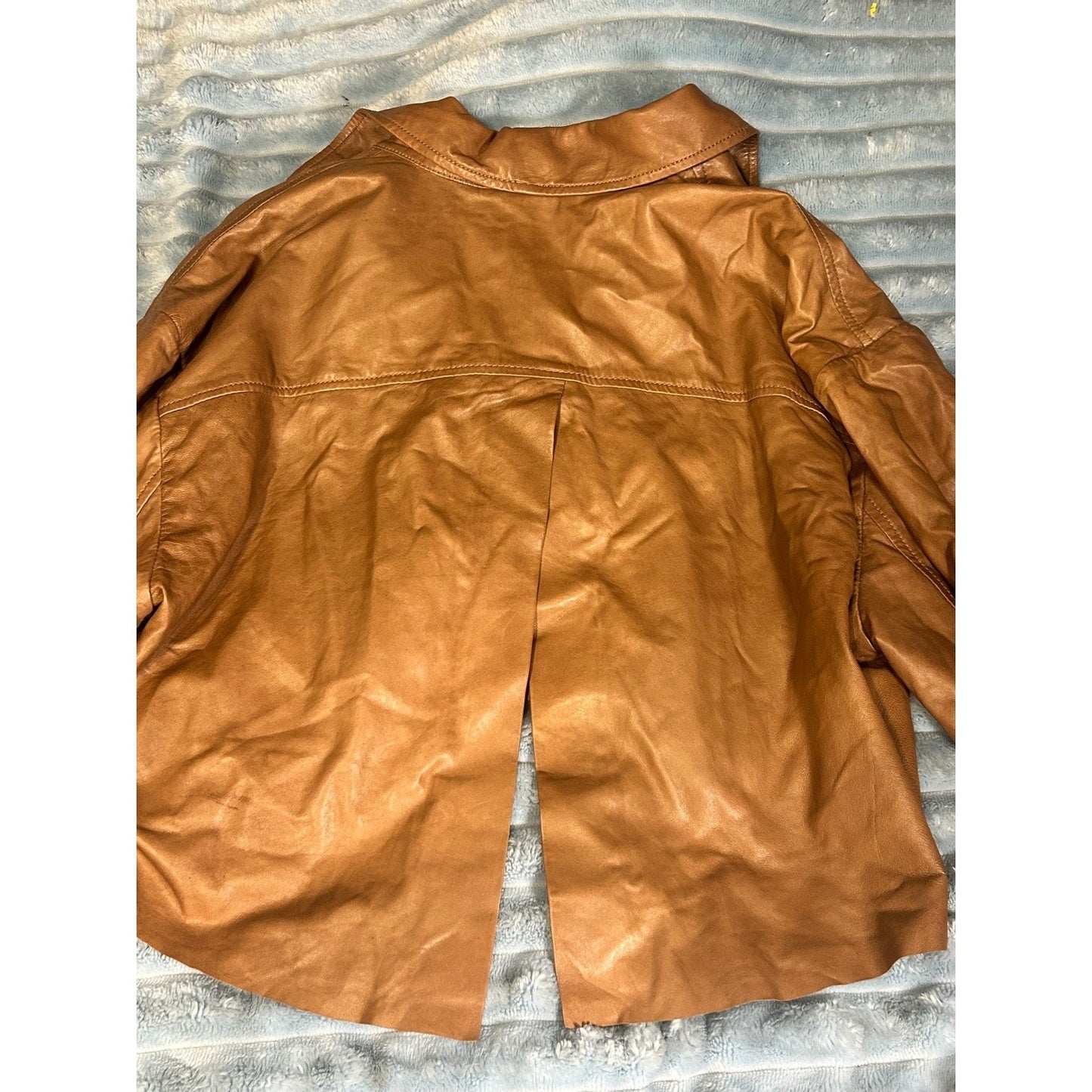 LAMARQUE Womens Cropped Leather Shacket Camel Tan Snap Front Jacket Small