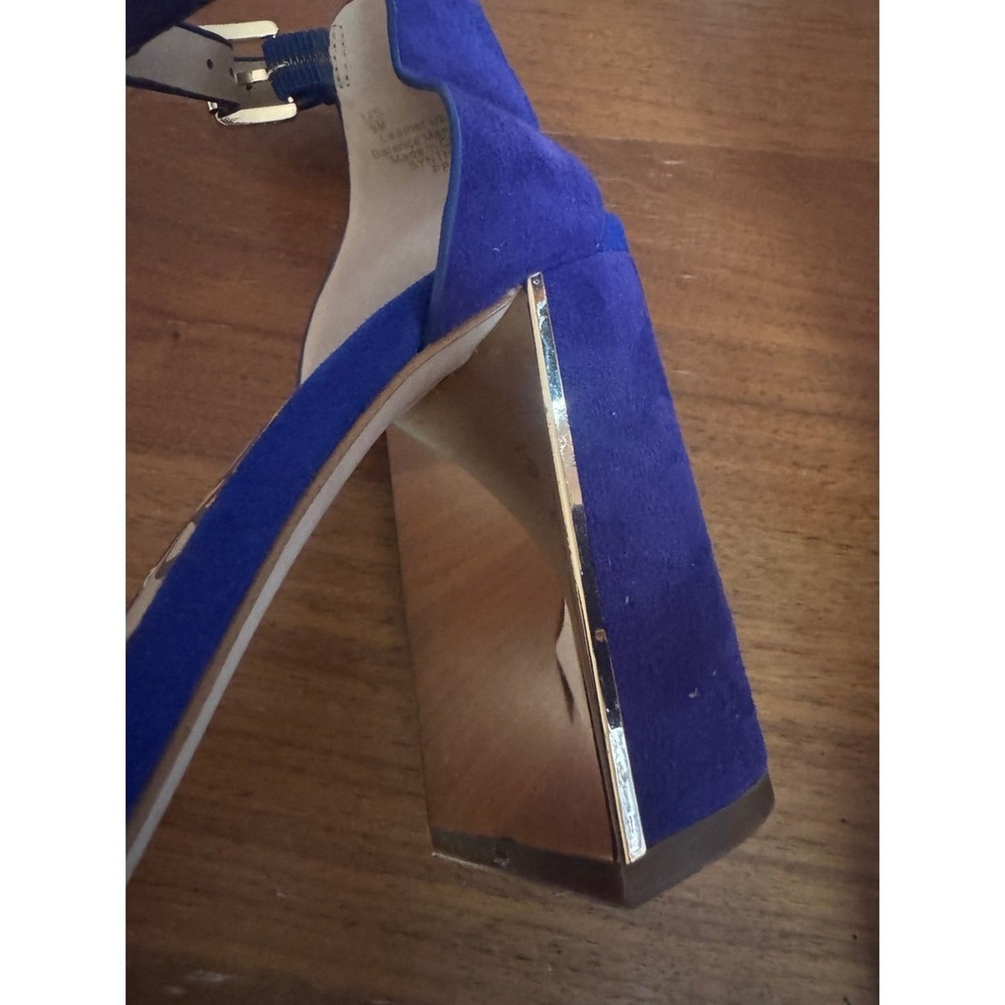 Sam Edelman Yaro Block Heel Ankle Strap Suede Sandals Cobalt Blue Party Shoes