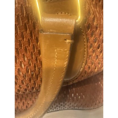 Chloé Brown Leather Perforated Satchel Tote Bag