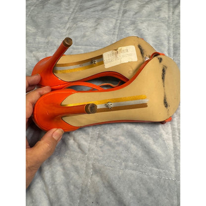 Rebecca Minkoff Suede Strappy Block Heel Sandals - Red and Pink size 8