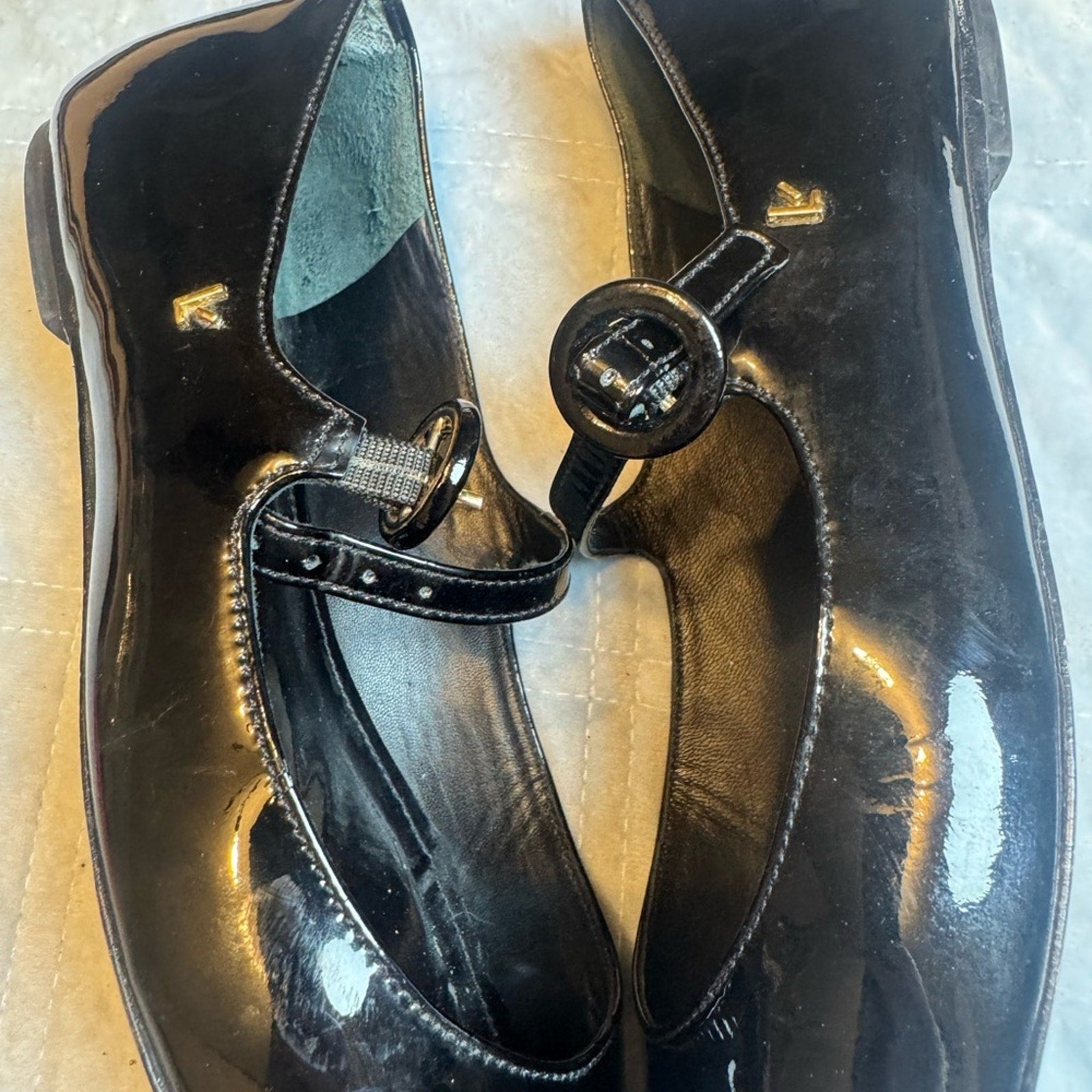 Larroudé Dolly Mary Jane Flats Black Patent Leather Size 6