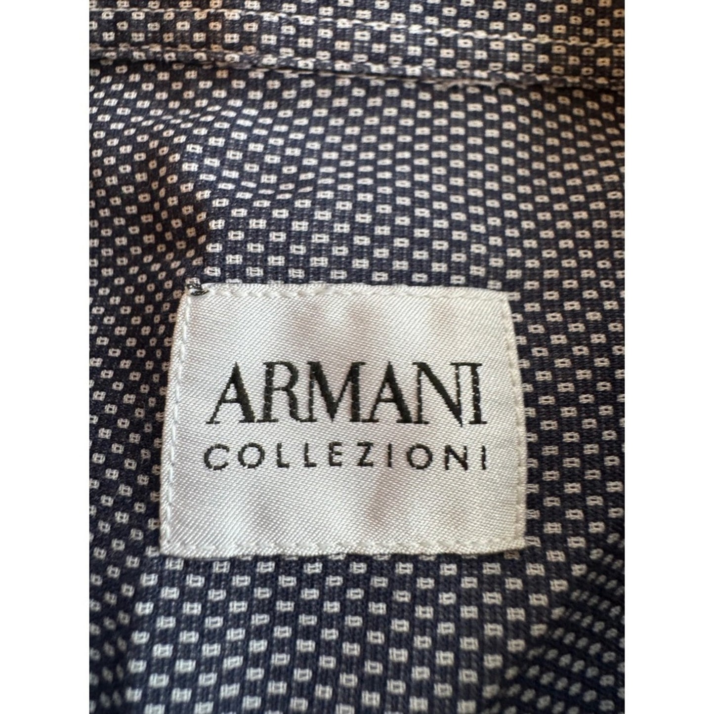 Armani Collezioni Men's Dress Shirt – Navy Micro Pattern / Size L