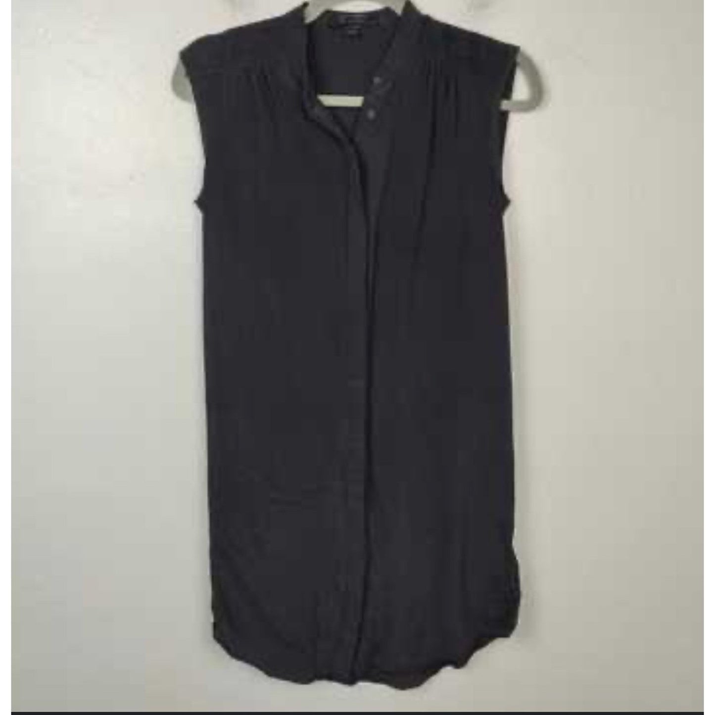 AllSaints Silk Sleeveless Button Down Dress Shirt Womens US 2 Black