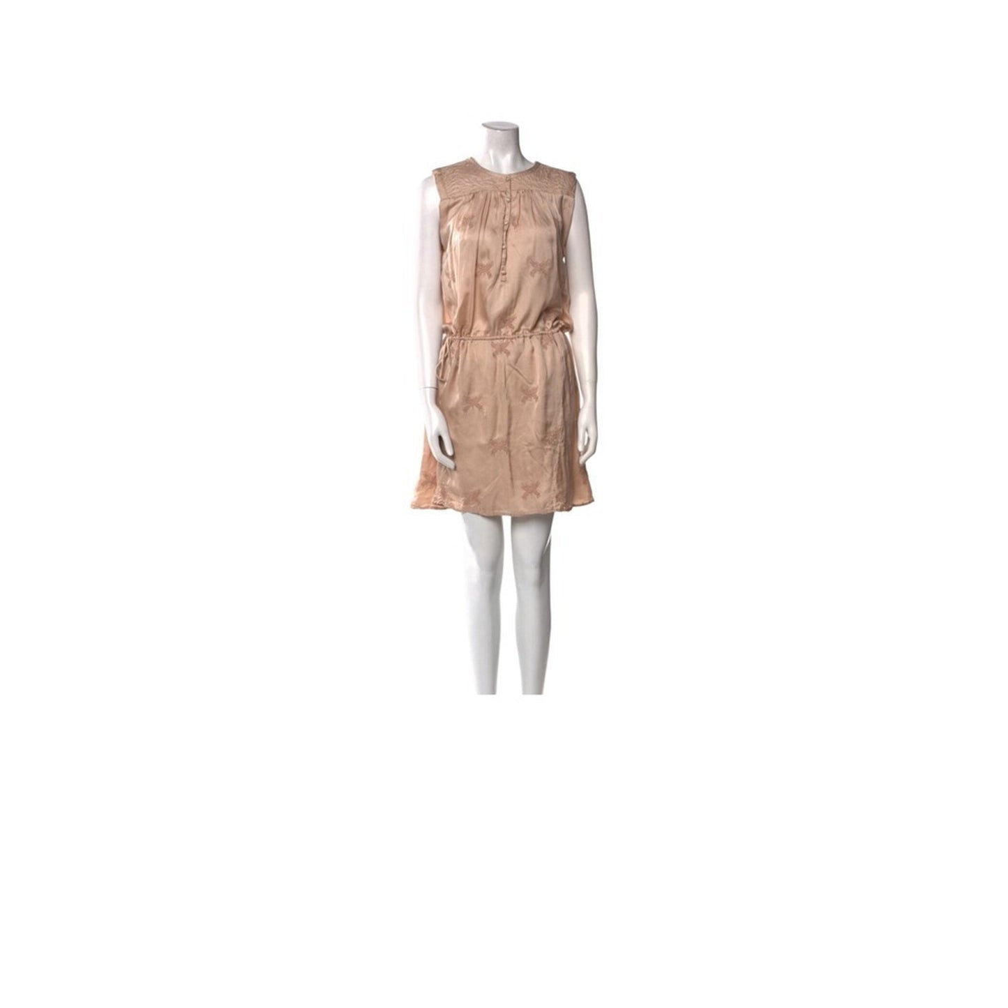 Zadig & Voltaire Crew Neck Mini Dress Beige Silk Blend Size M