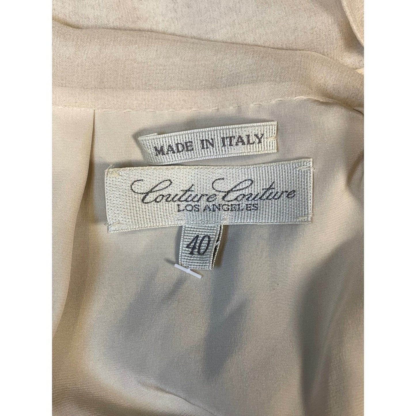 Couture Couture Los Angeles Sheer Ruffle Collar Button Front Dress Made in Italy