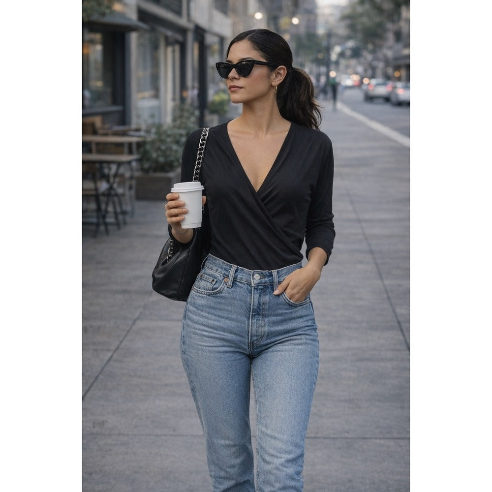 DKNY Black Jersey Bodysuit NWT Women's L