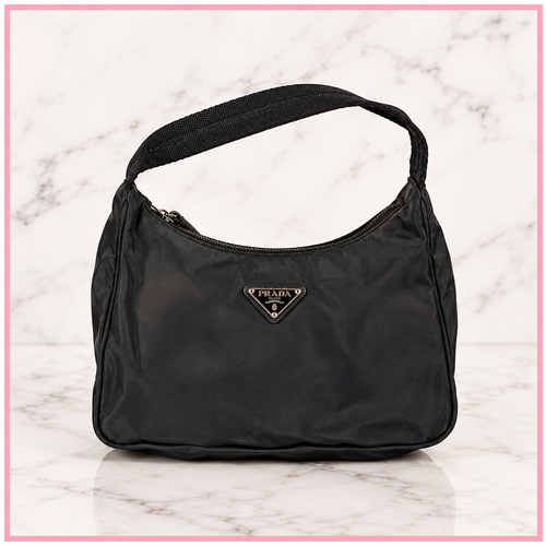 Prada Tessuto black nylon mini hobo shoulder bag