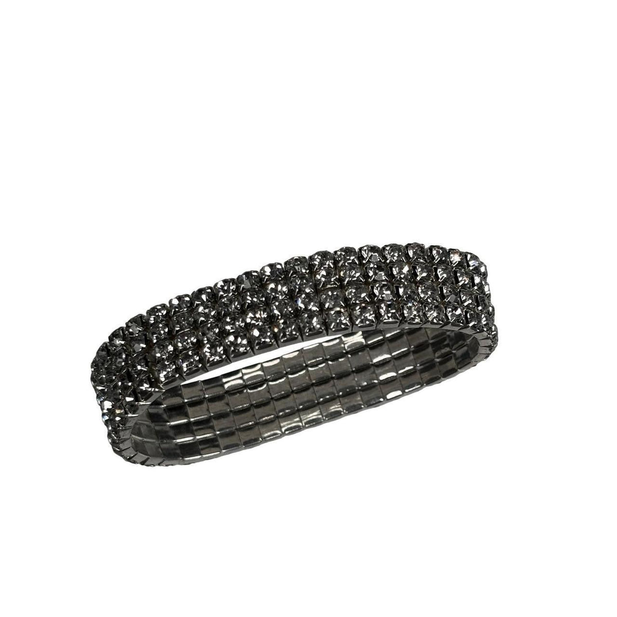 Silver Tone Rhinestone Stretch Statement Bracelet One Size